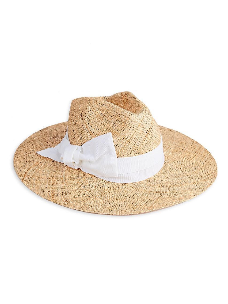 Womens Ribbon-Trimmed Wide-Brim Straw Hat product image