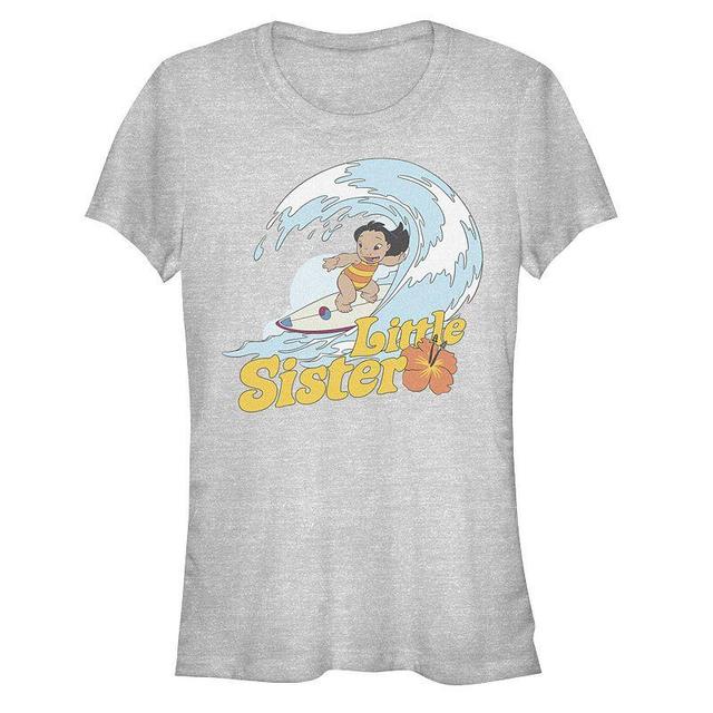 Disneys Lilo & Stitch Womens Surfing Lilo Little Sister Tee, Girls Athletic Grey Product Image