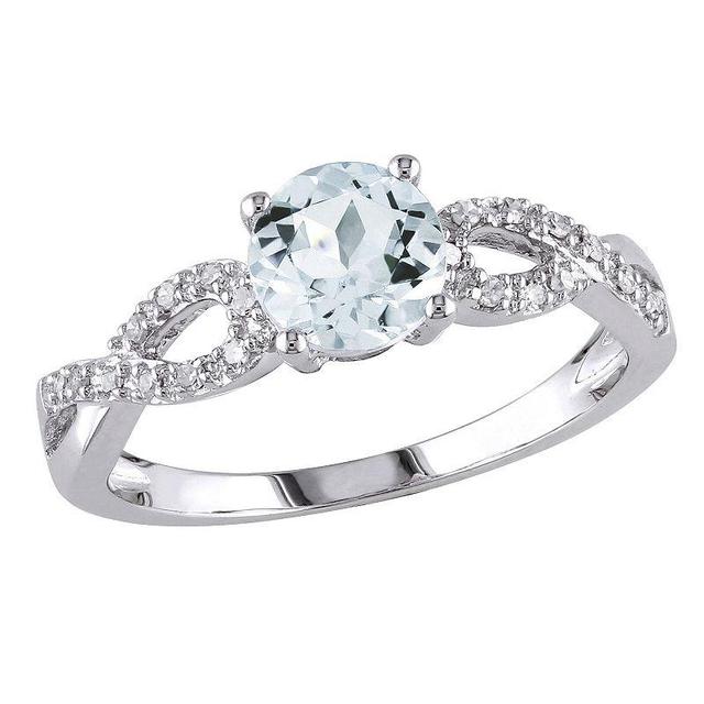 Stella Grace Aquamarine and Diamond Accent Infinity Engagement Ring in 10k White Gold, Womens Product Image