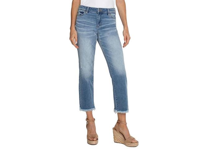 Liverpool Los Angeles Kennedy Frayed Mid Rise Ankle Straight Leg Jeans Product Image