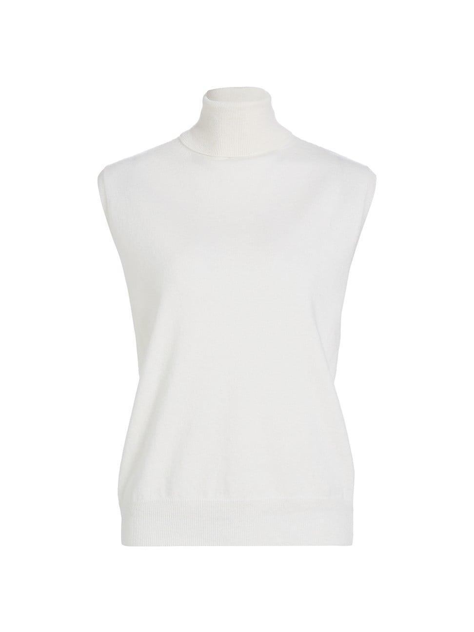 Womens Wool-Cashmere Sleeveless Turtleneck Top Product Image