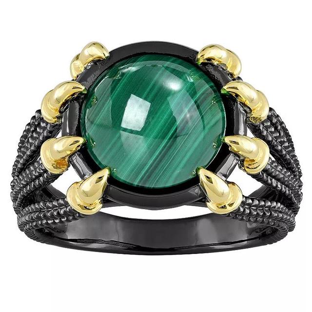 Stella Grace Mens 18k Gold Over Silver Malachite Split-Shank Ring Two Tone Product Image