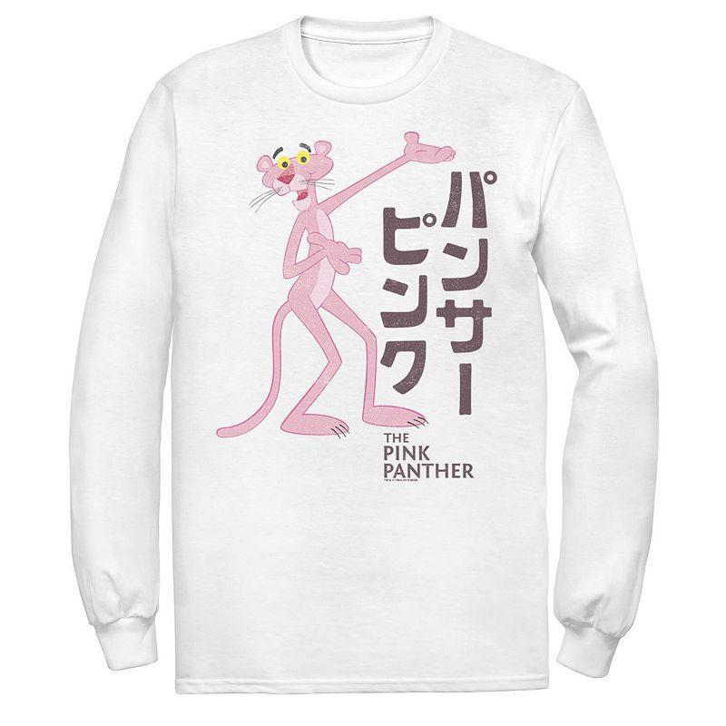 Mens Pink Panther Kanji Portrait Logo Long Sleeve Graphic Tee White Product Image