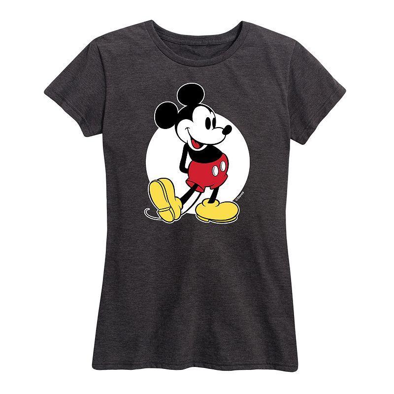 Disneys Mickey Mouse Womens Classic Graphic Tee Heather Grey Product Image