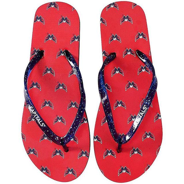 Womens FOCO Washington Capitals Glitter Flip Flops Blue Product Image