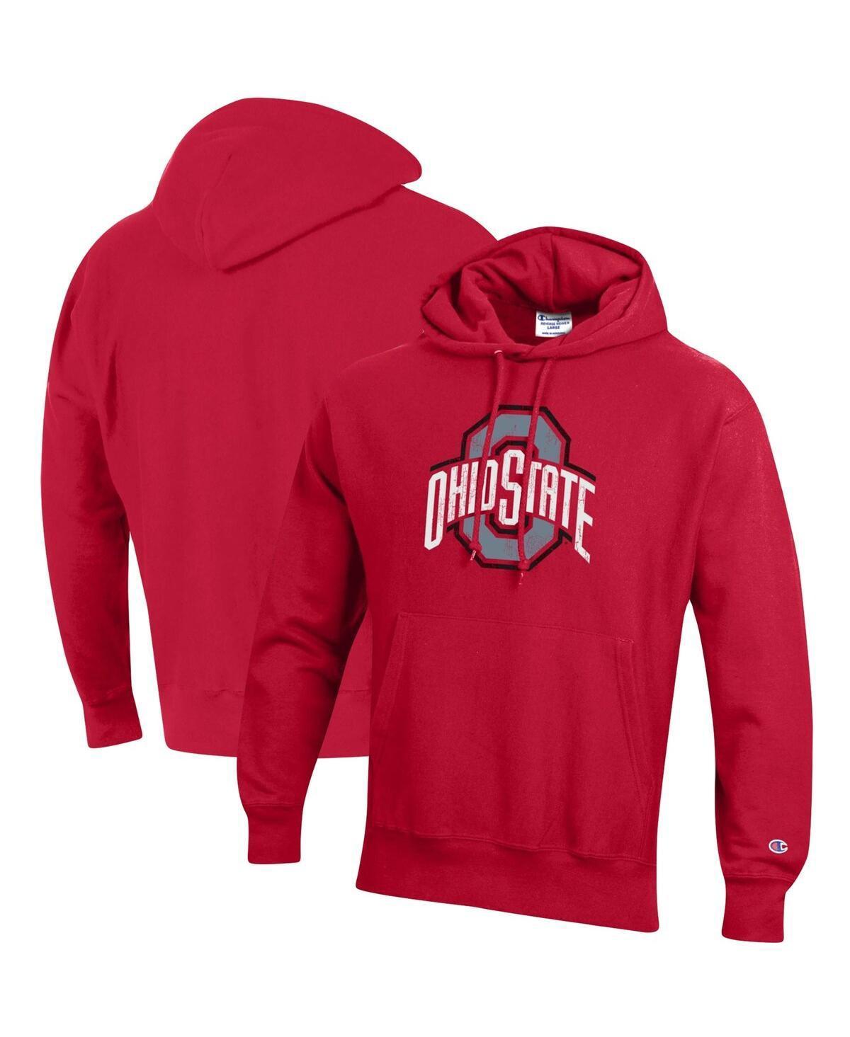 Mens Champion Scarlet Ohio State Buckeyes Vault Logo Reverse Weave Pullover Hoodie Product Image