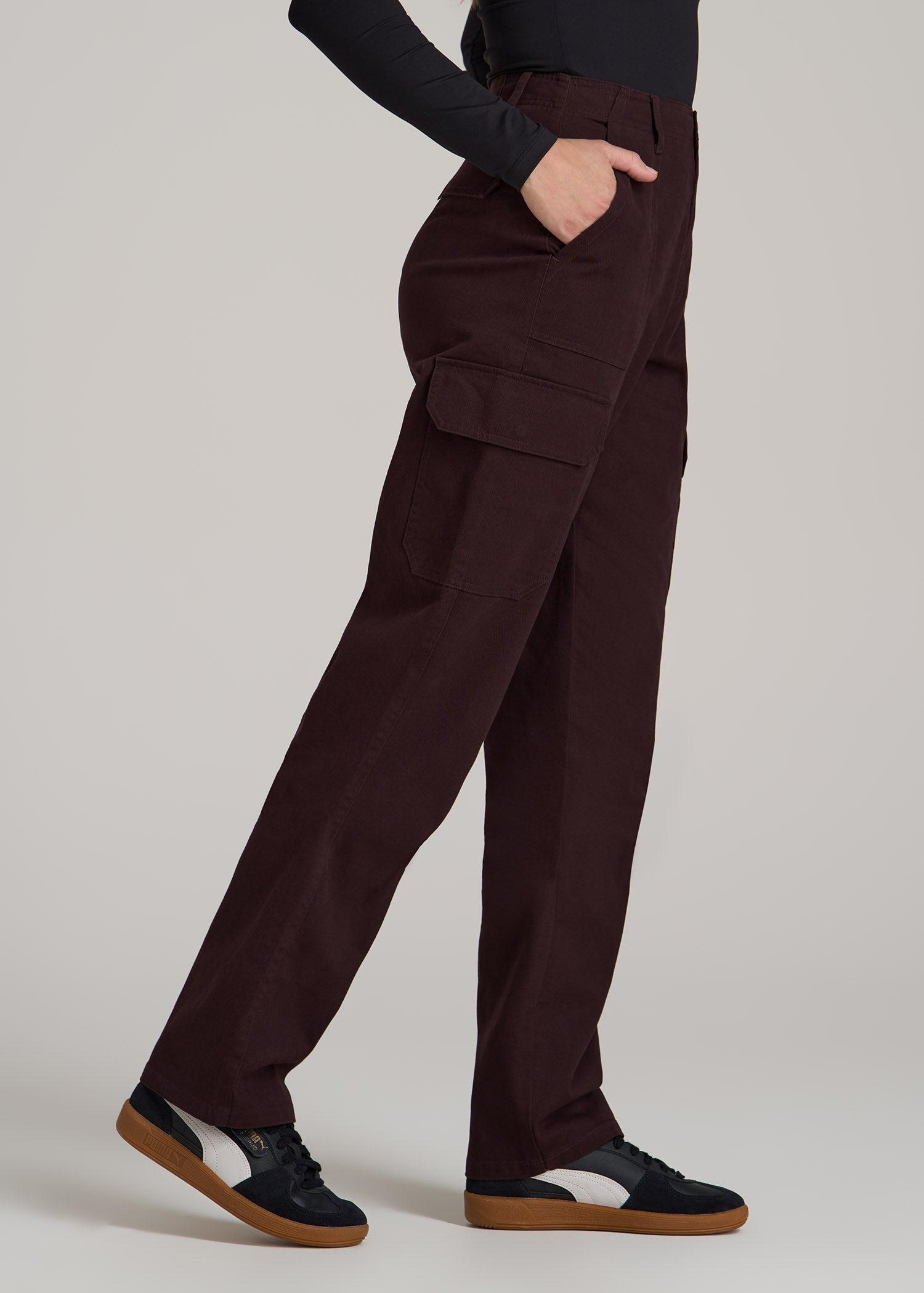 Straight Leg Cargo Chino Pants for Tall Women in Oxblood Female Product Image