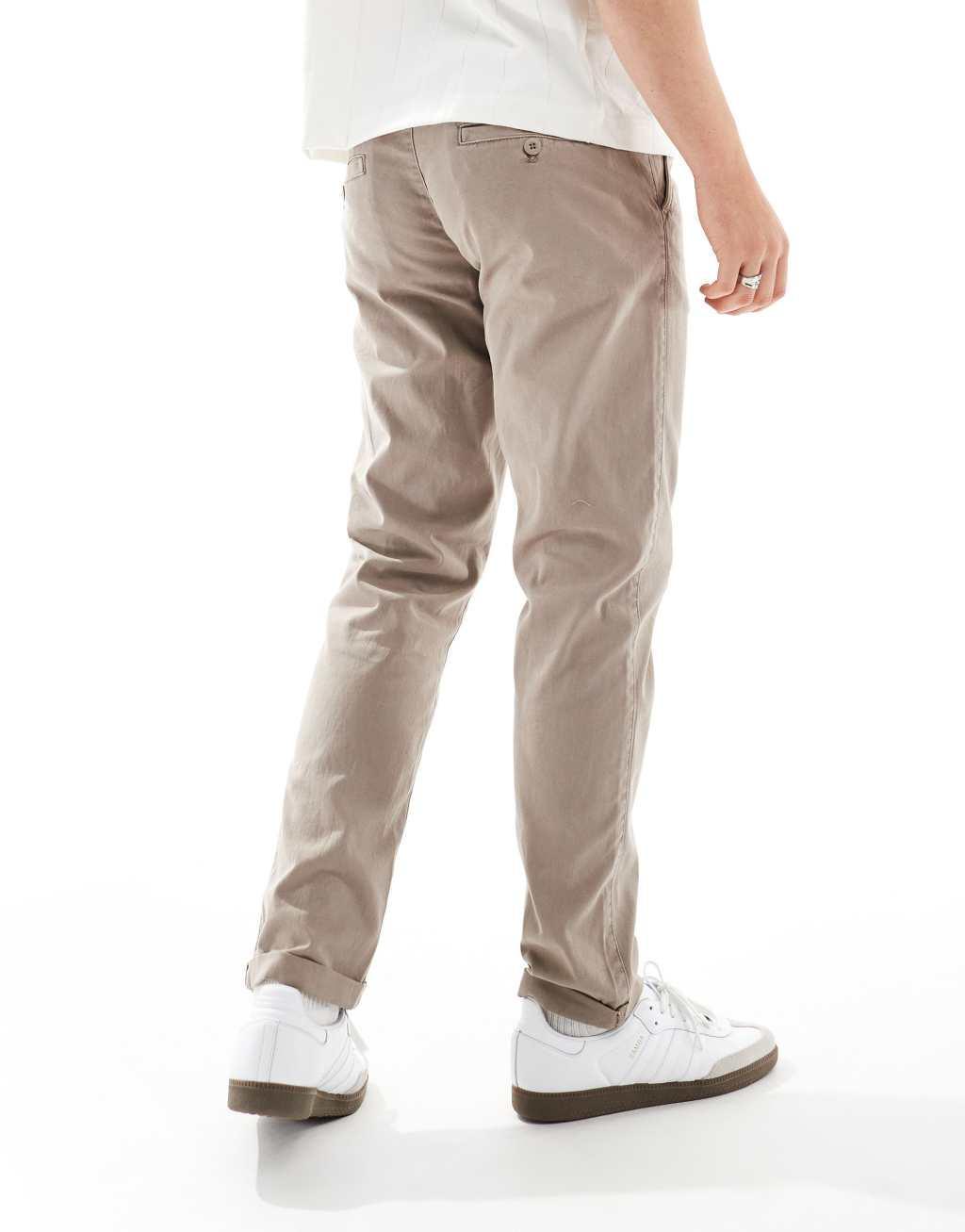 ASOS DESIGN slim washed chinos in brown Product Image