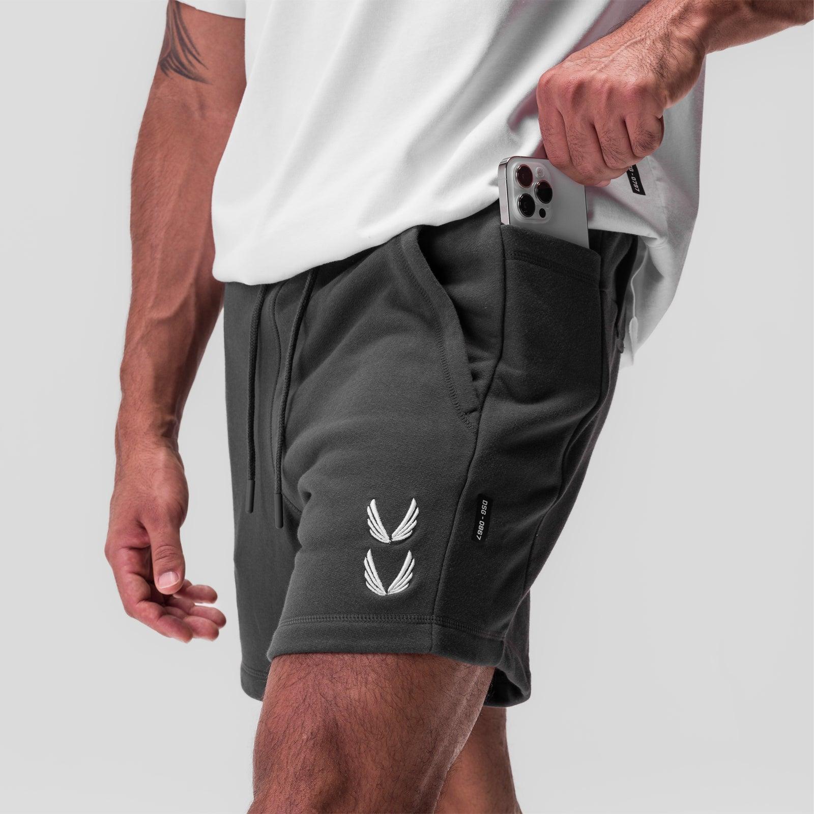 0867. Tech-Terry™ Sidelock Sweat Short - Space Grey "Stacked Wings" Product Image