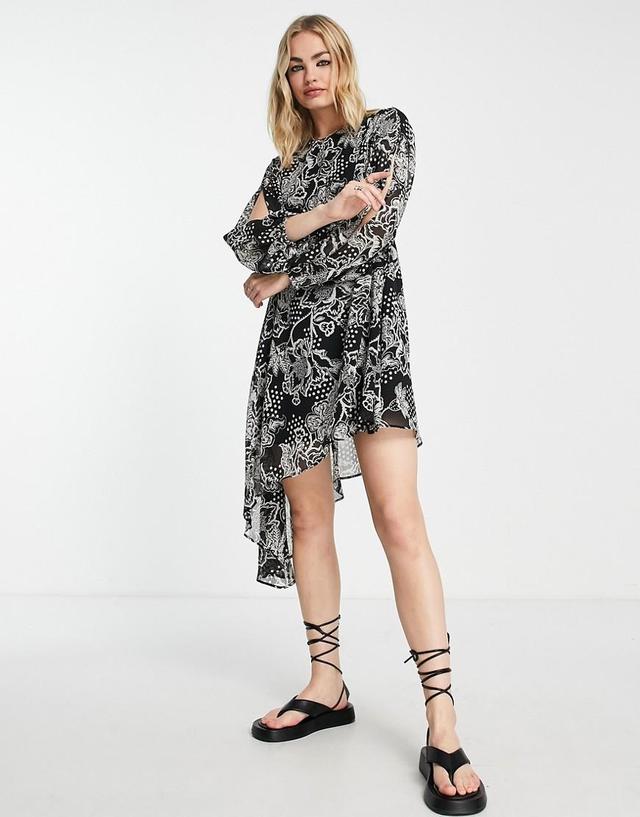 Topshop tie side asymmetric mini dress Product Image