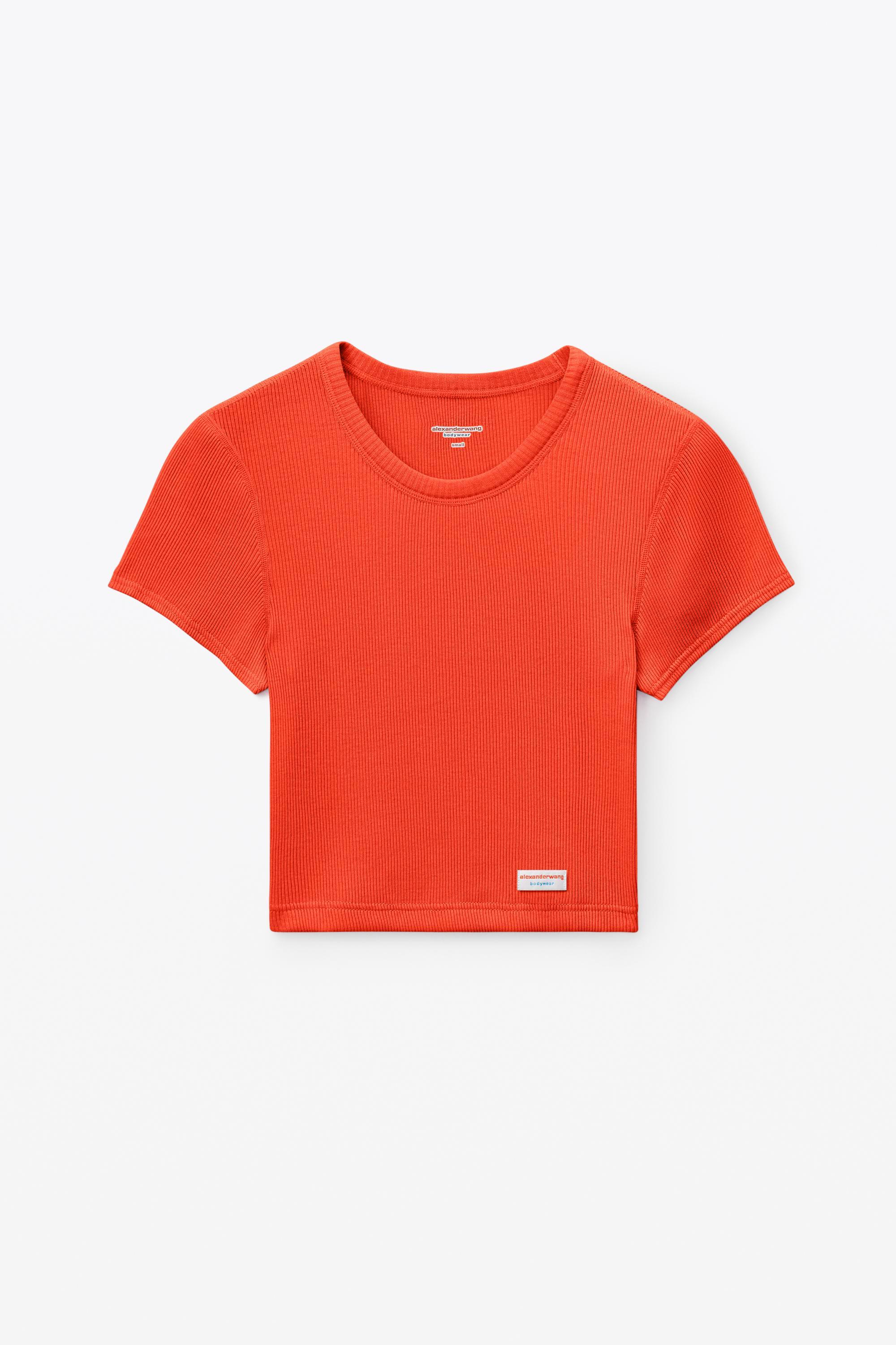 Cropped Short-sleeve Tee In Ribbed Cotton Product Image