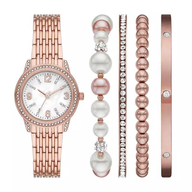 Folio Womens Rose Gold Stackable Watch Set, Pink Product Image