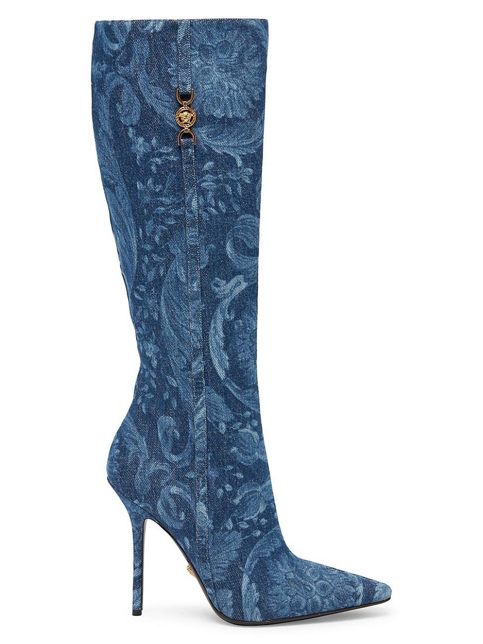 Womens T.110 110MM Floral Denim Pointed Boots Product Image