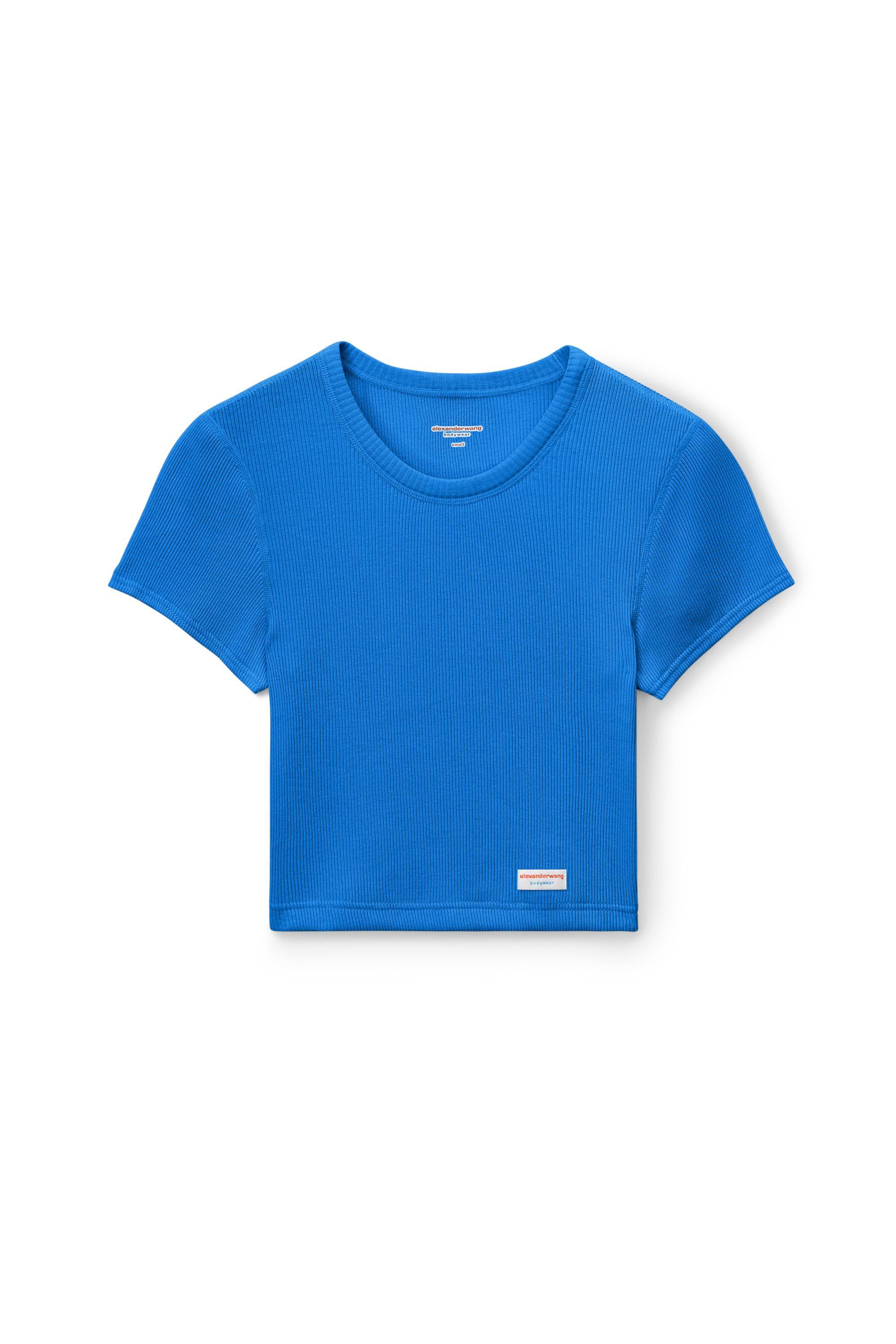 Cropped Short-sleeve Tee In Ribbed Cotton Product Image