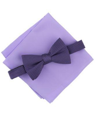 Men's Bellair Geo-Pattern Bow Tie & Solid Pocket Square Set, Created for Macy's Product Image