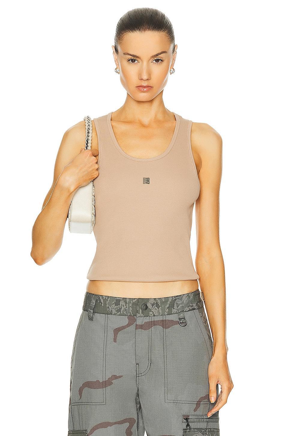 Givenchy Rib Tank Top in Beige Product Image