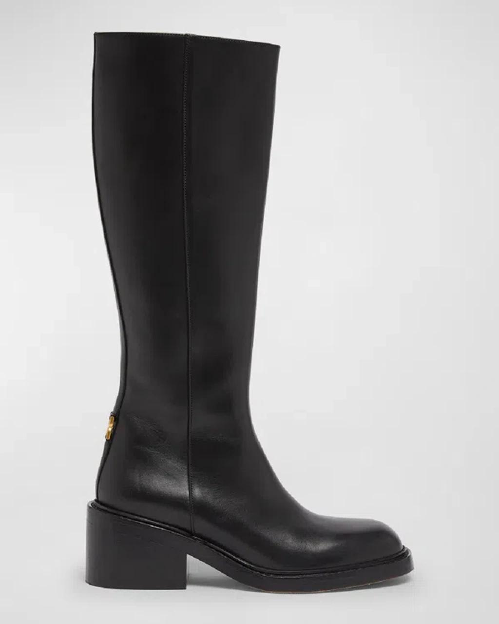 CHLOÉ Marcie Leather Zip Knee Boots In Black product image