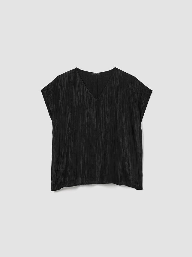 EILEEN FISHER Textured Silk Jacquard V-Neck Topfemale Product Image