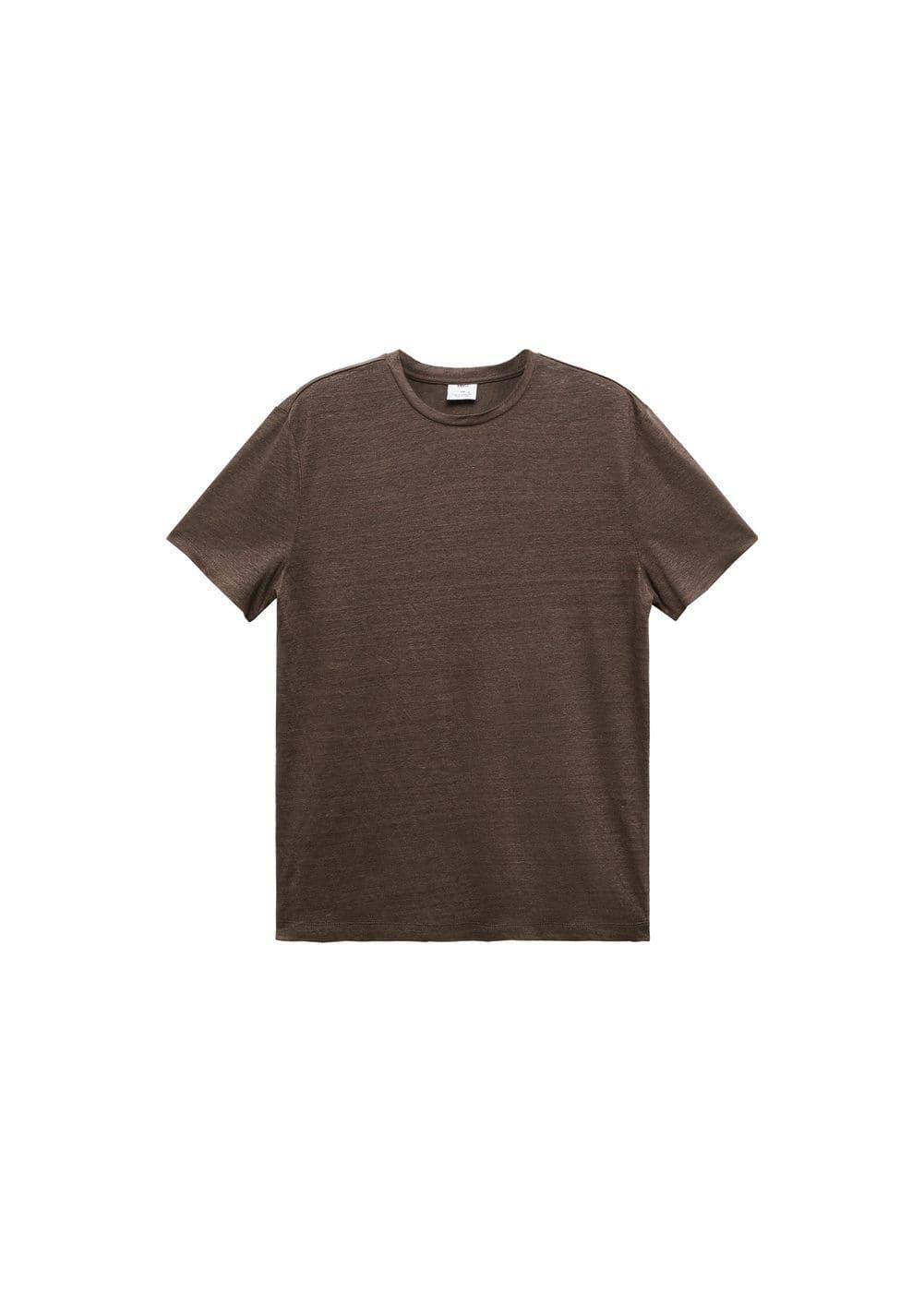 MANGO MAN - Slim-fit 100% linen t-shirt brownMen Product Image