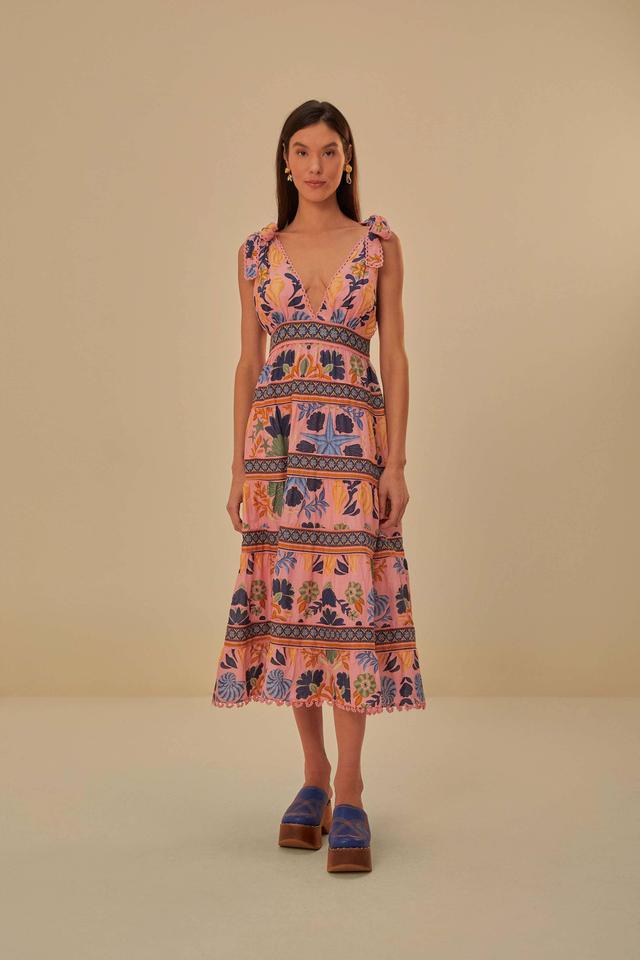 Womens Seashell Tapestry Tiered Midi-Dress Product Image