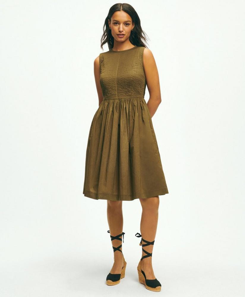 Pintucked Fit-And-Flare Sleeveless Dress In Cotton product image