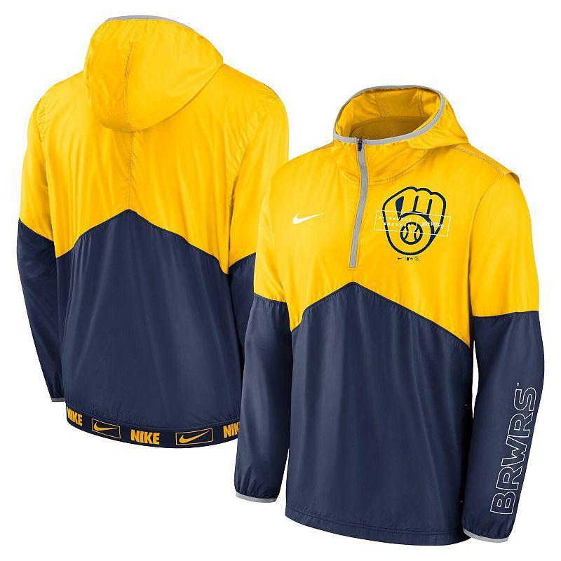 Mens Nike /Navy Milwaukee Brewers Overview Half-Zip Hoodie Jacket Product Image