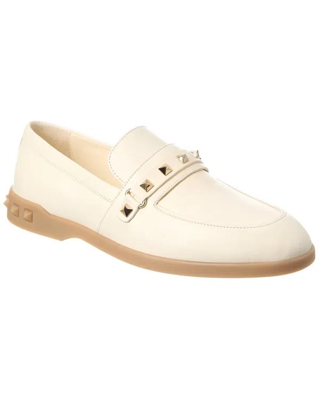 Valentino Leather Loafer In White Product Image