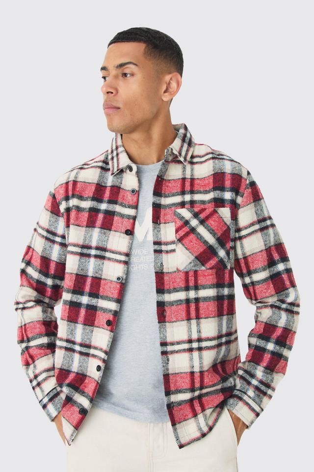 Oversized Fit Checked Shirt | boohooMAN USA Product Image