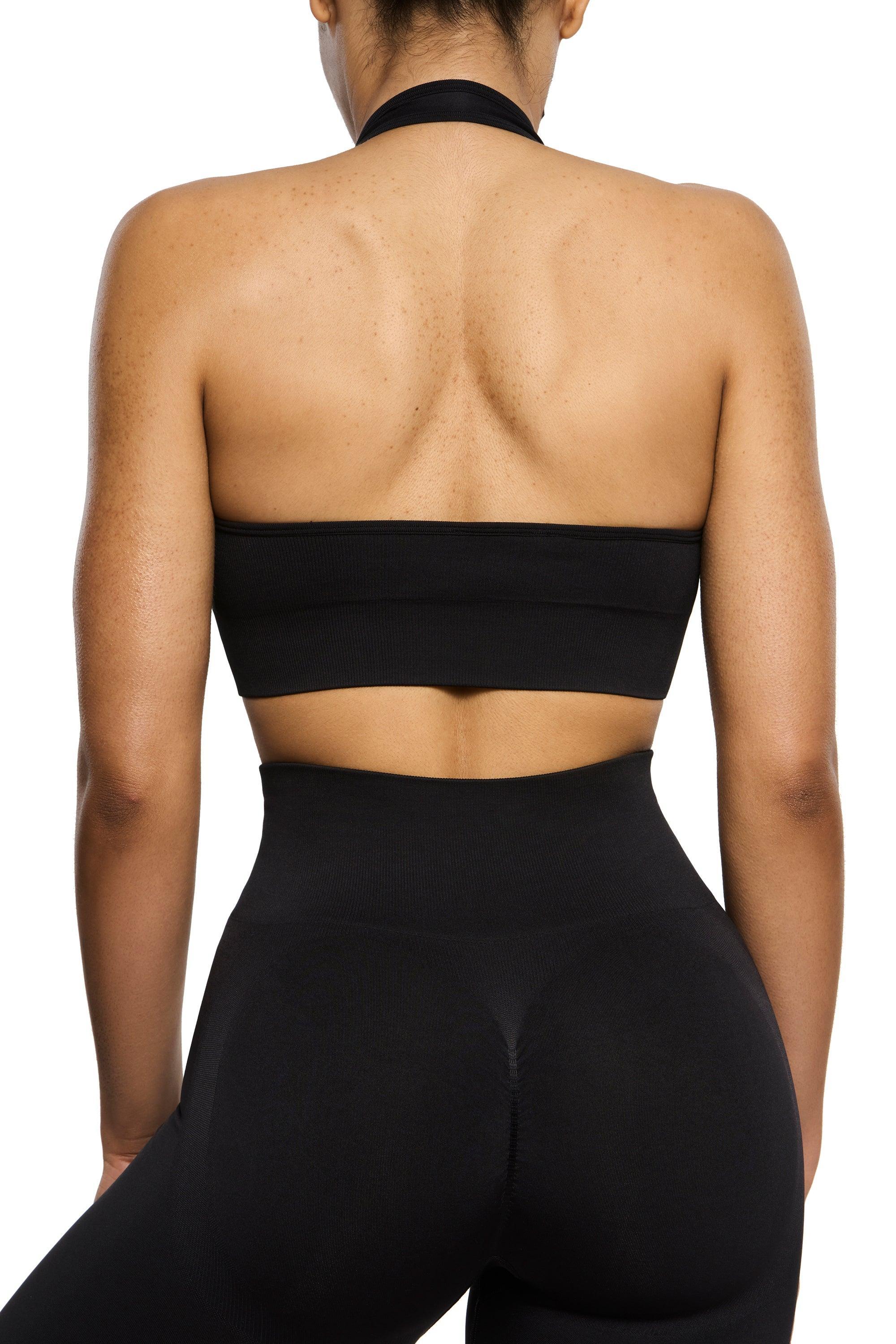 Halter Neck Sports Bra in Black Product Image