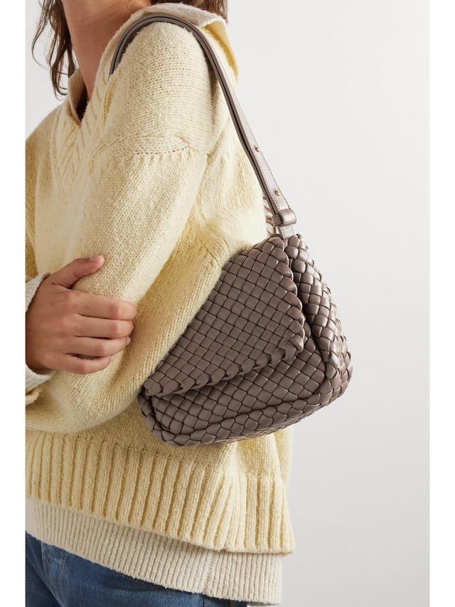 BOTTEGA VENETA Cobble Small Padded Intrecciato Leather Shoulder Bag In Brown Product Image