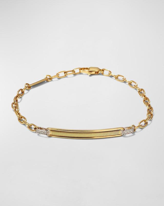 18K Mens Uomo OPEN CHAIN LINK ID BRACELET WITH DIAMONDS Product Image