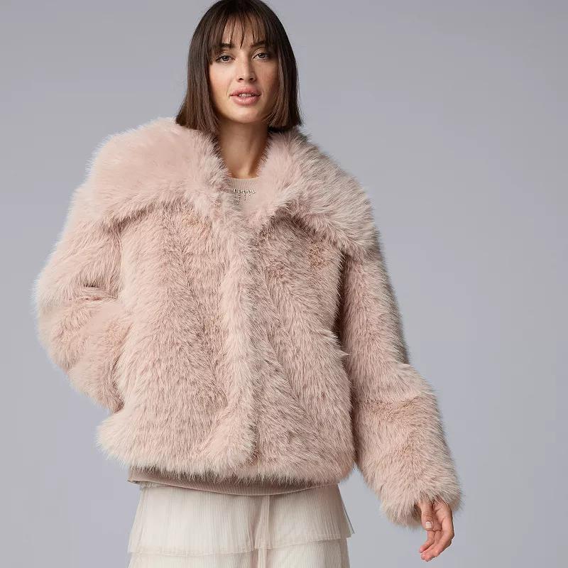 Womens Simply Vera Vera Wang Cropped Faux-Fur Coat Product Image