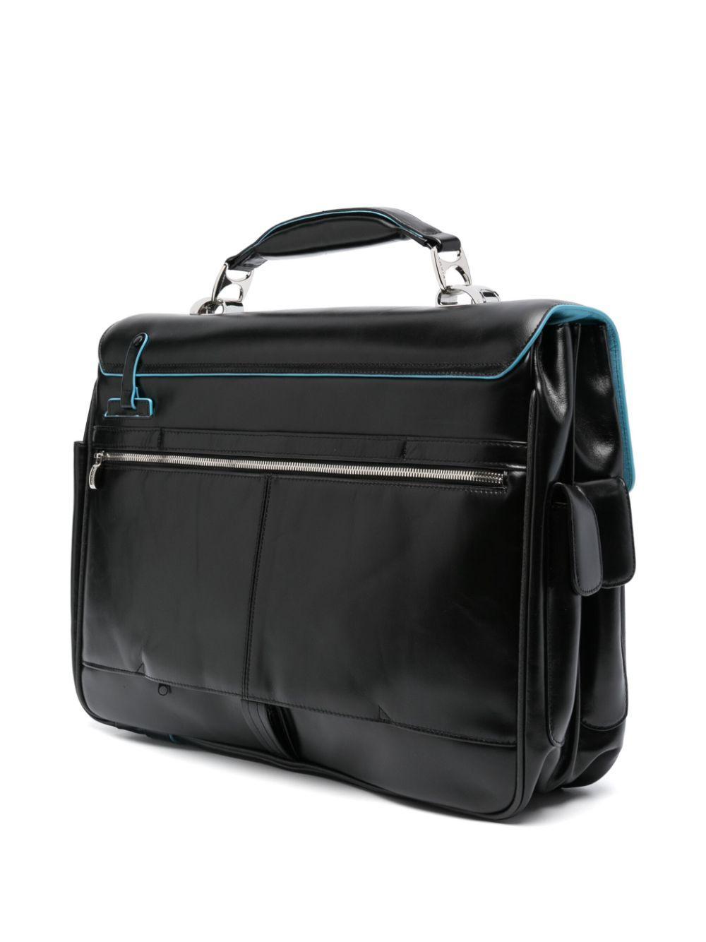 PIQUADRO Leather Laptop Bag In Black Product Image