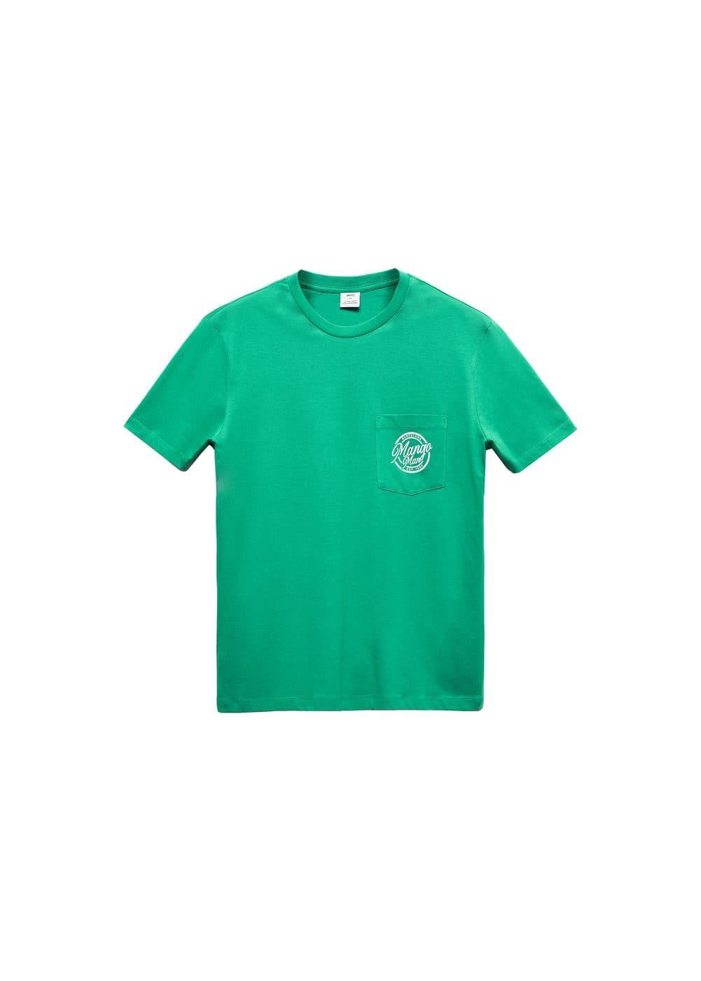 MANGO MAN - 100% cotton t-shirt with logo emerald greenMen Product Image