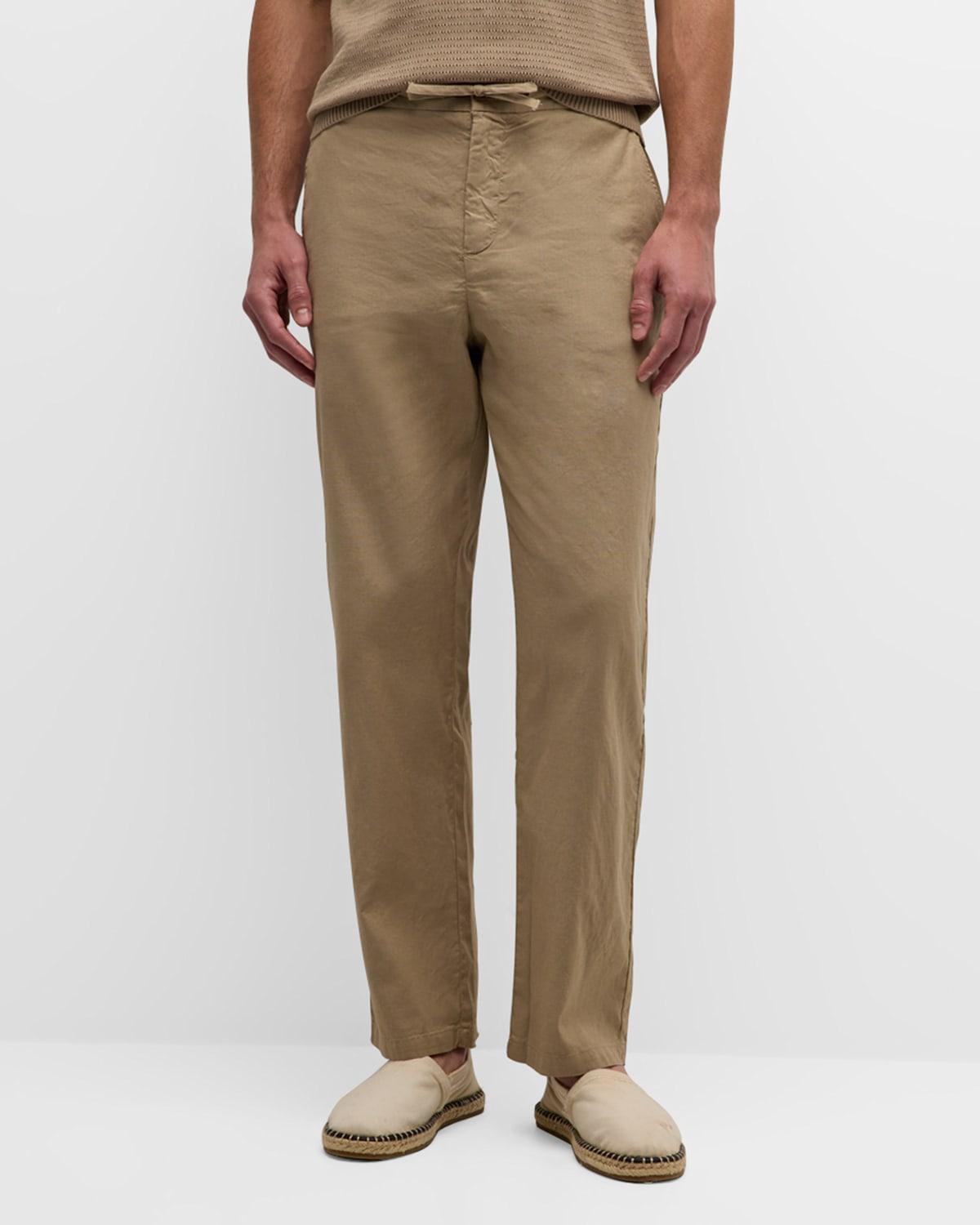 Mens Mendes Stretch Linen Cotton Drawstring Trousers Product Image