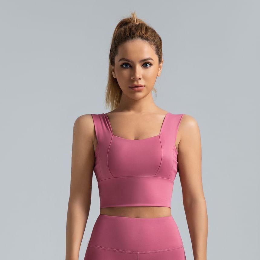 Square Neck Plain Sports Bra Product Image