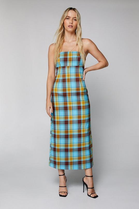 Plaid Strapless Midi Dress Product Image