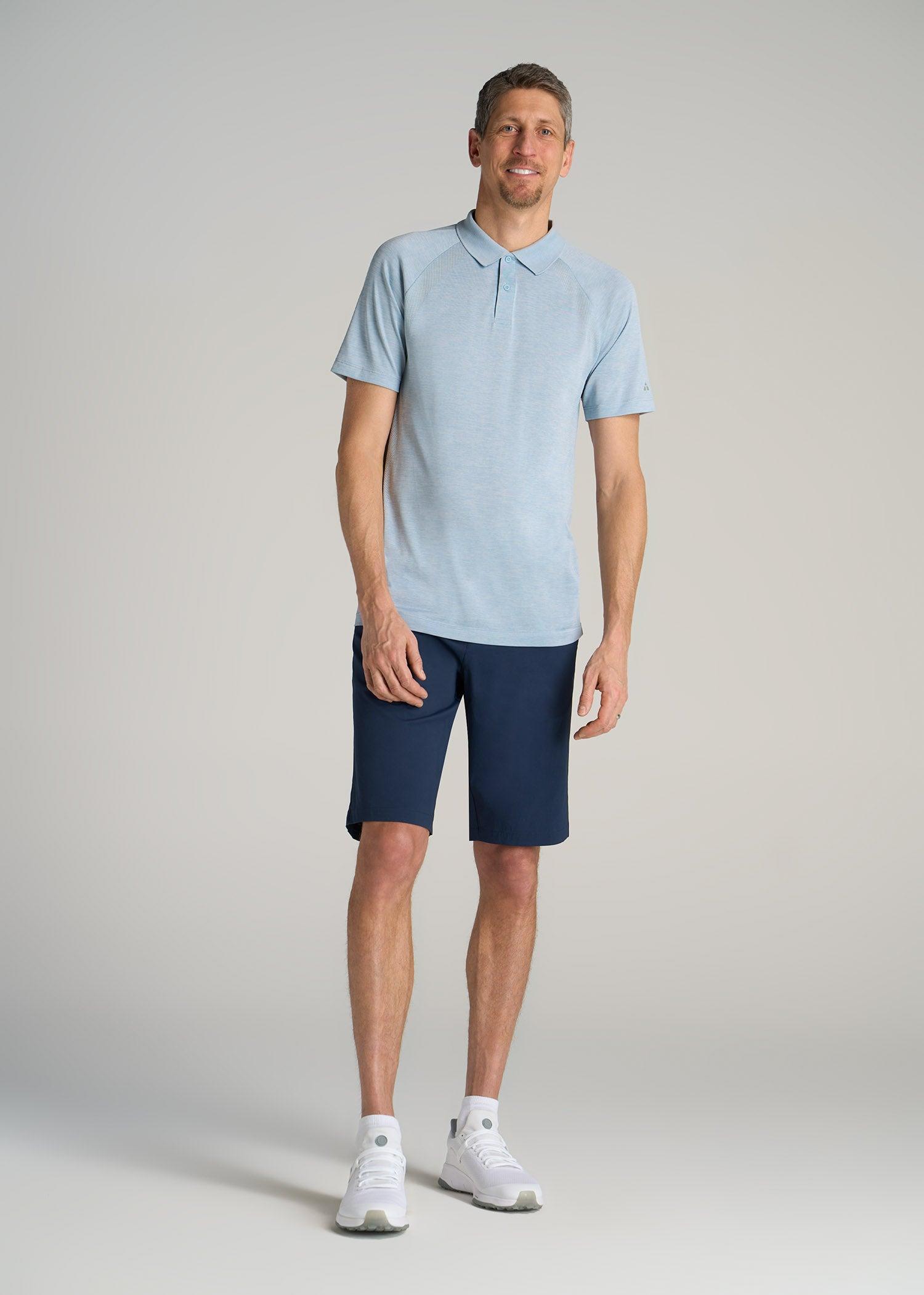 A.T. Performance: Raglan Men's Tall Polo Shirt in Light Blue Mix Male Product Image