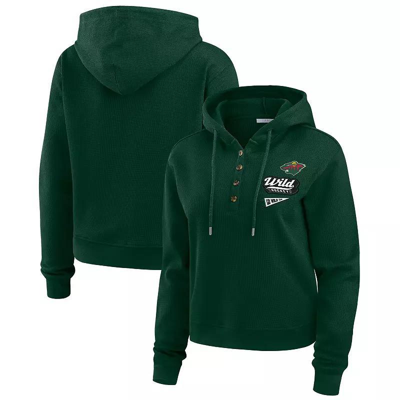 Womens WEAR by Erin Andrews Minnesota Wild Waffle-Knit Pullover Hoodie Product Image