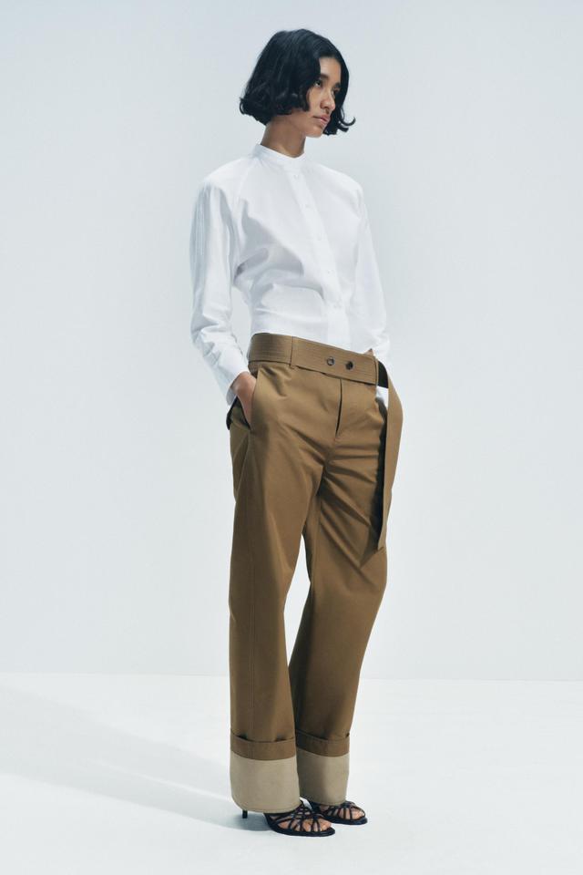 BELTED TWILL PANTS ZW COLLECTION Product Image