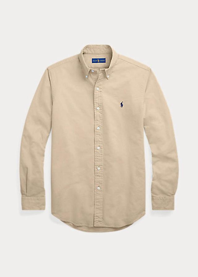 Player Logo Slim Fit Garment Dyed Oxford Shirt In Tan-brown In Polo Black Product Image