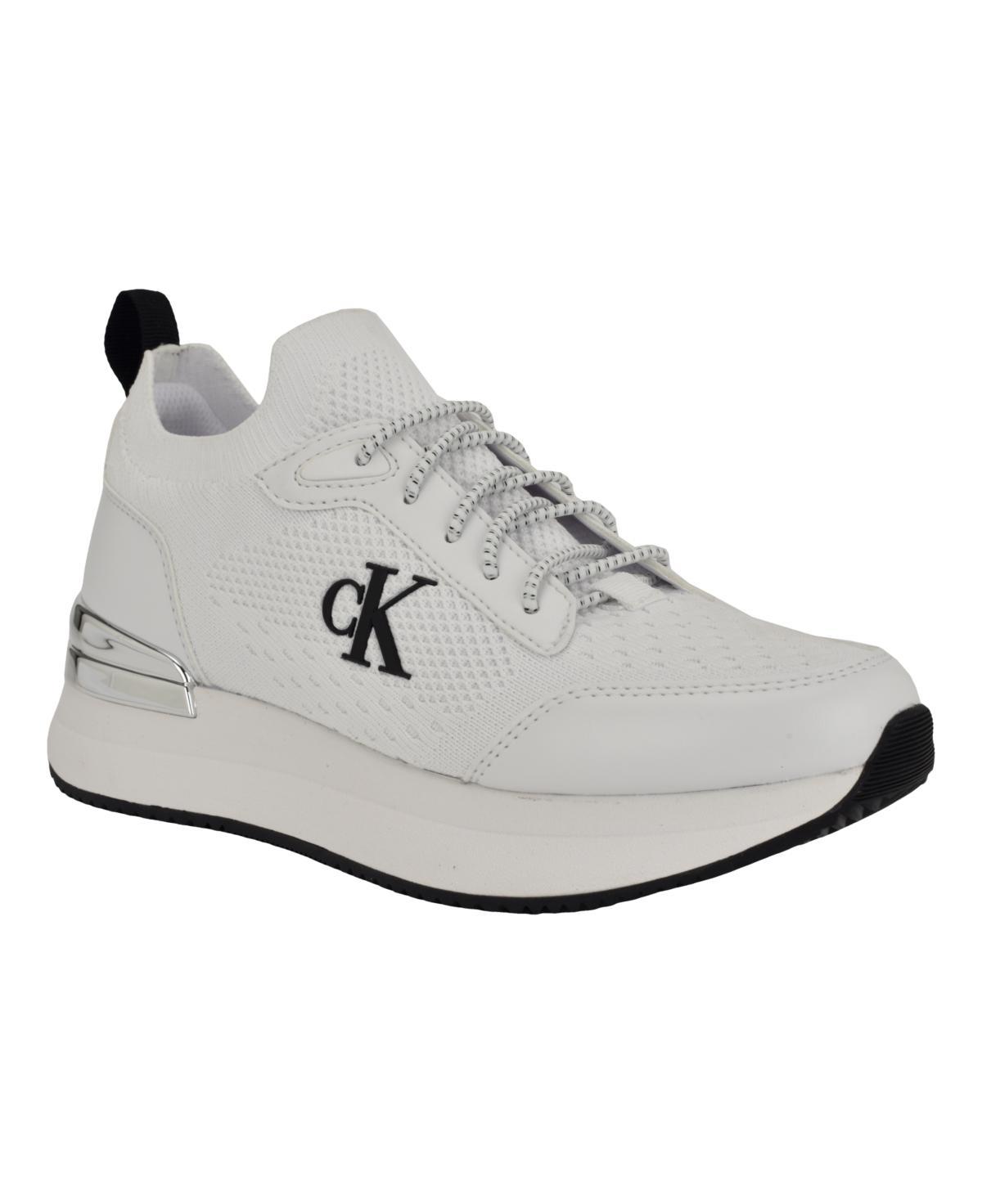 Calvin Klein Womens Vikas Almond Toe Casual Lace-Up Sneakers Product Image