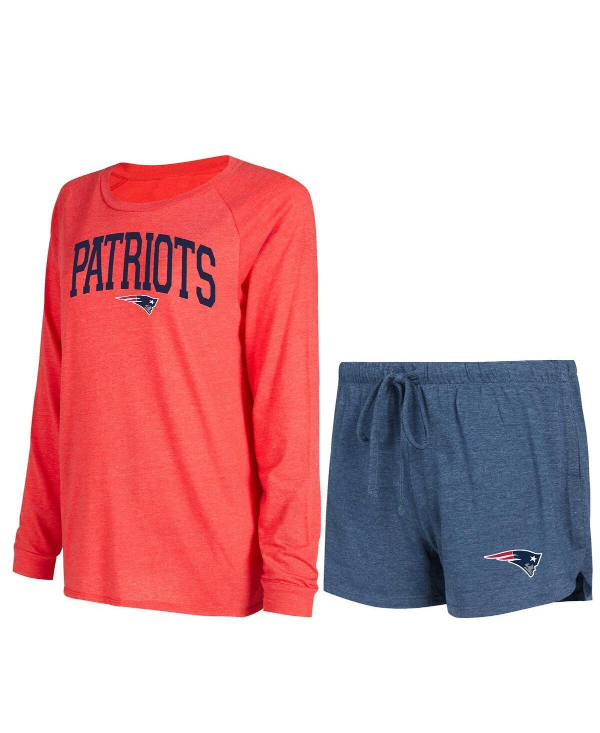 Womens Concepts Sport Navy New England Patriots Raglan Long Sleeve T-Shirt and Shorts Lounge Set - Navy Product Image