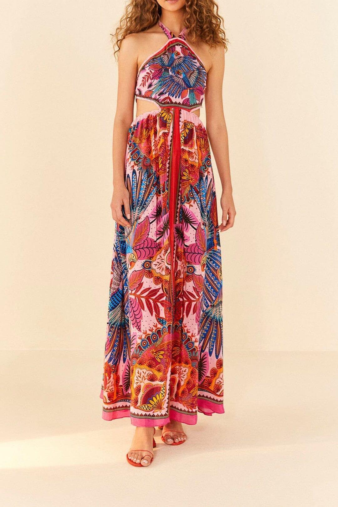 Macaw Scarf Maxi Dress, MACAW SCARF PINK / XS Product Image