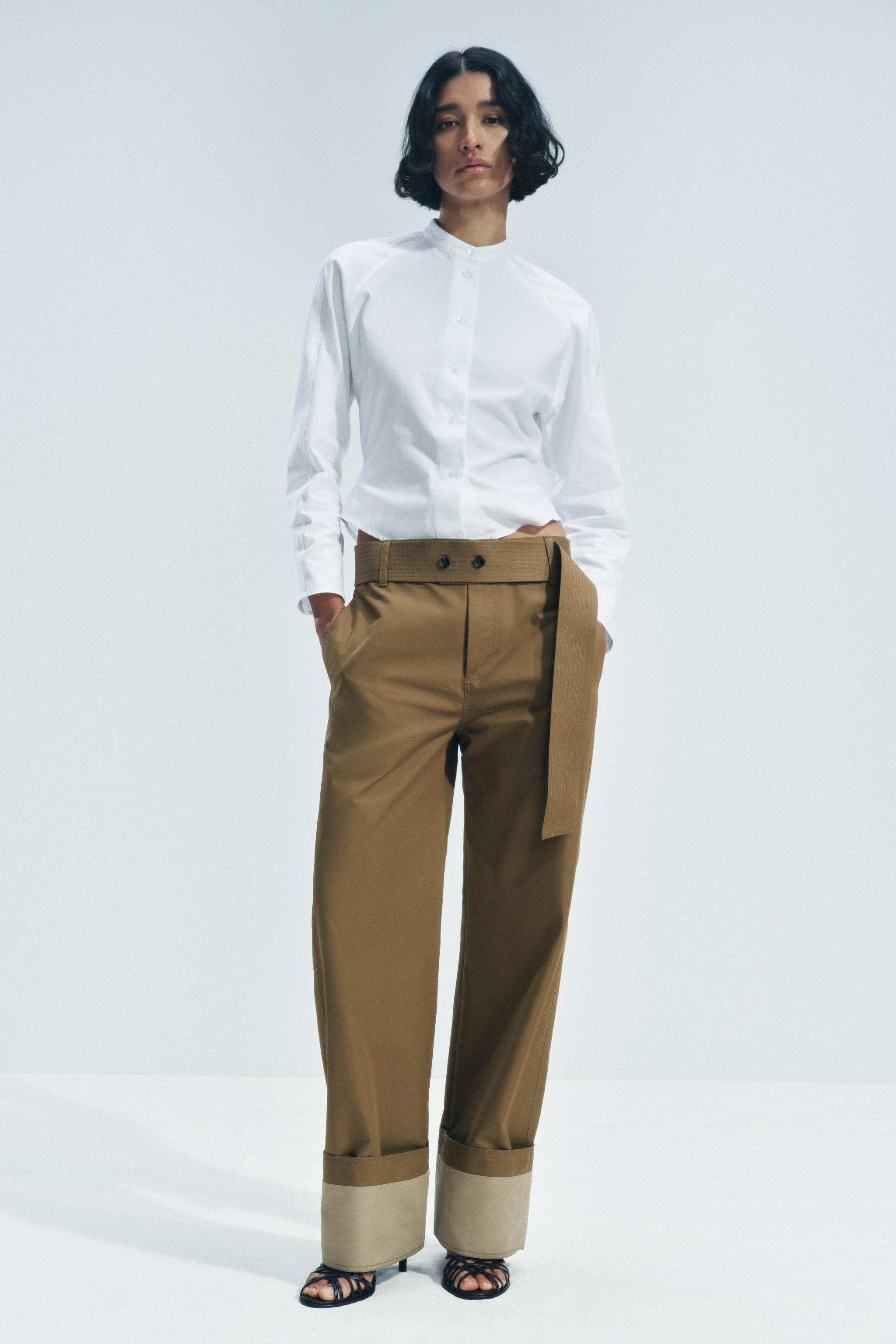 BELTED TWILL PANTS ZW COLLECTION Product Image