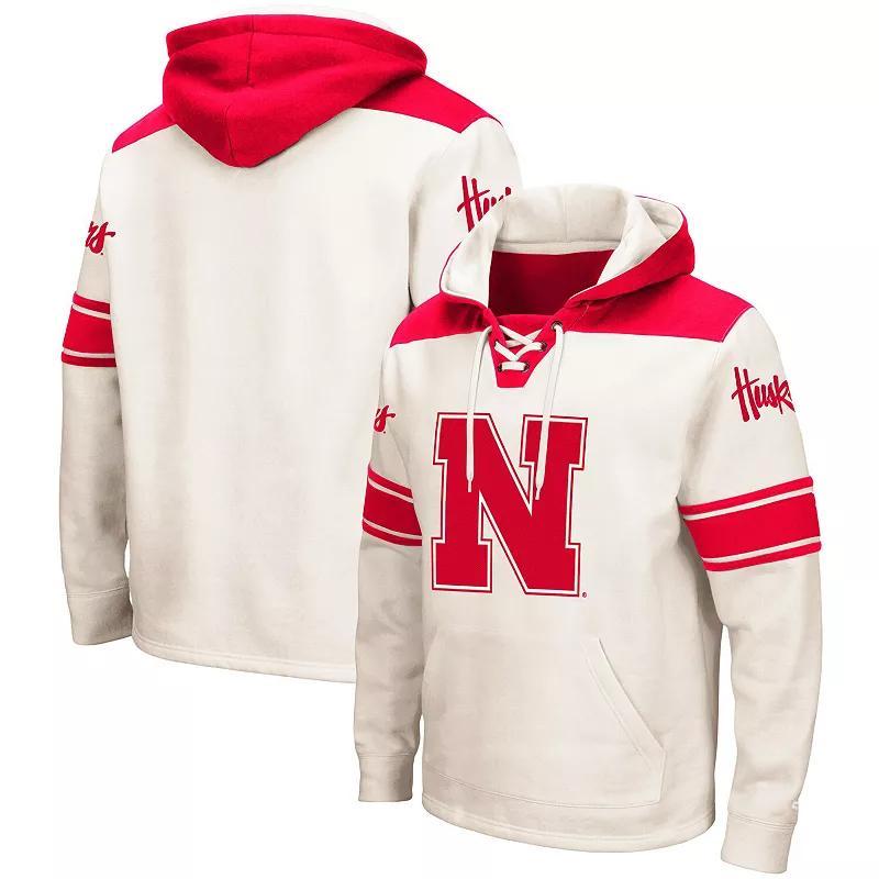 Mens Colosseum Cream Nebraska Huskers 2.0 Lace-Up Pullover Hoodie Beige Over Product Image