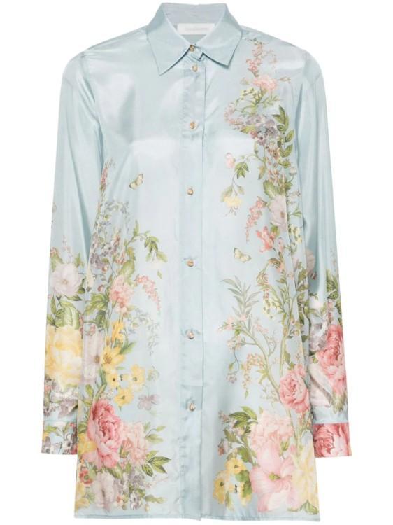 ZIMMERMANN Womens Blue Floral Floral-print Silk Shirt Product Image