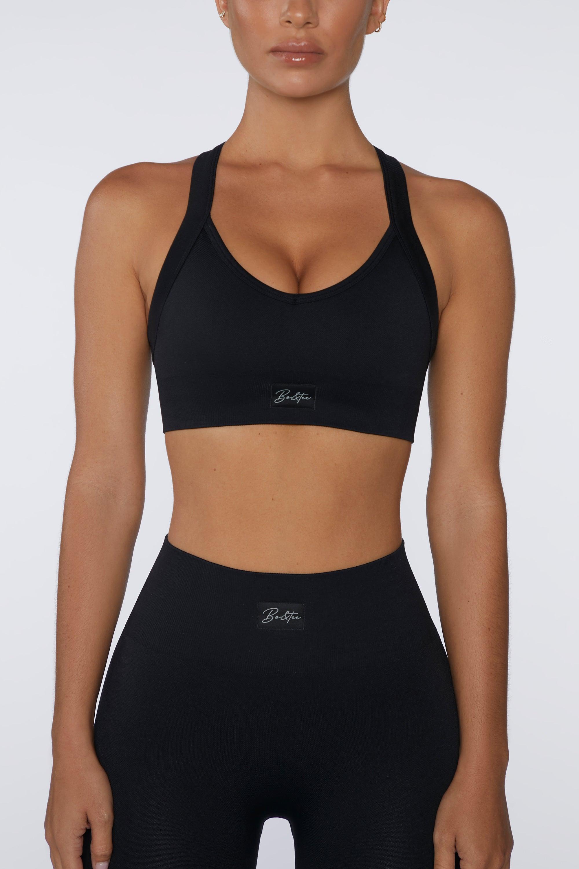 Cross Back Sports Bra in Black Female Product Image