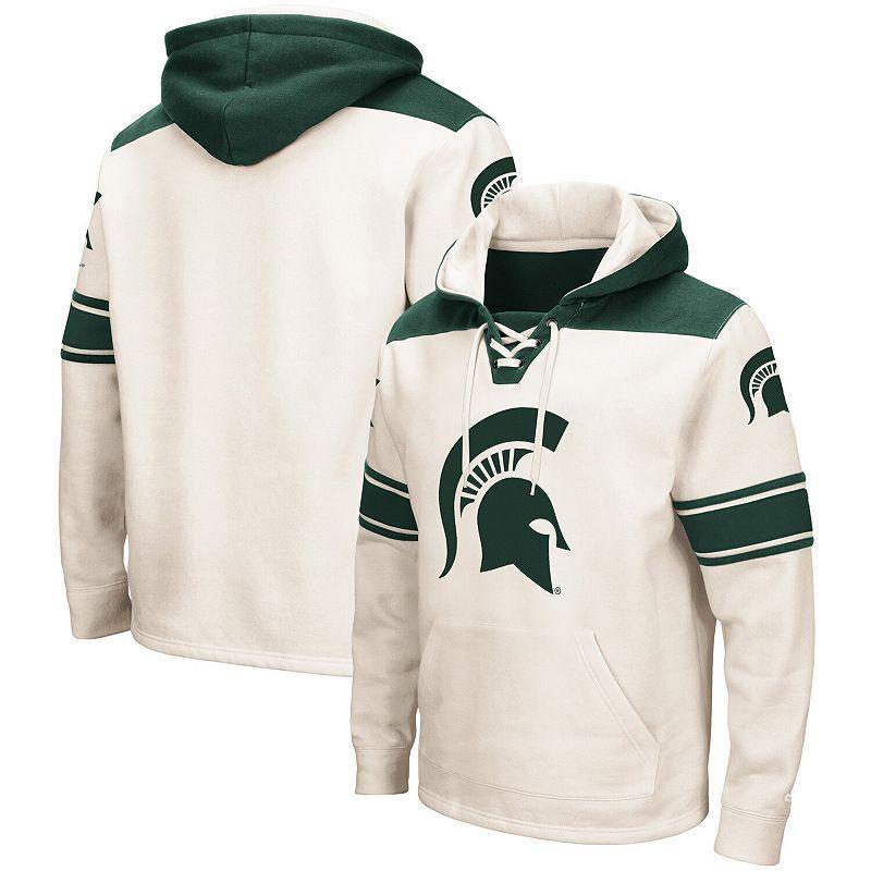 Mens Colosseum Cream Michigan State Spartans 2.0 Lace-Up Pullover Hoodie Product Image