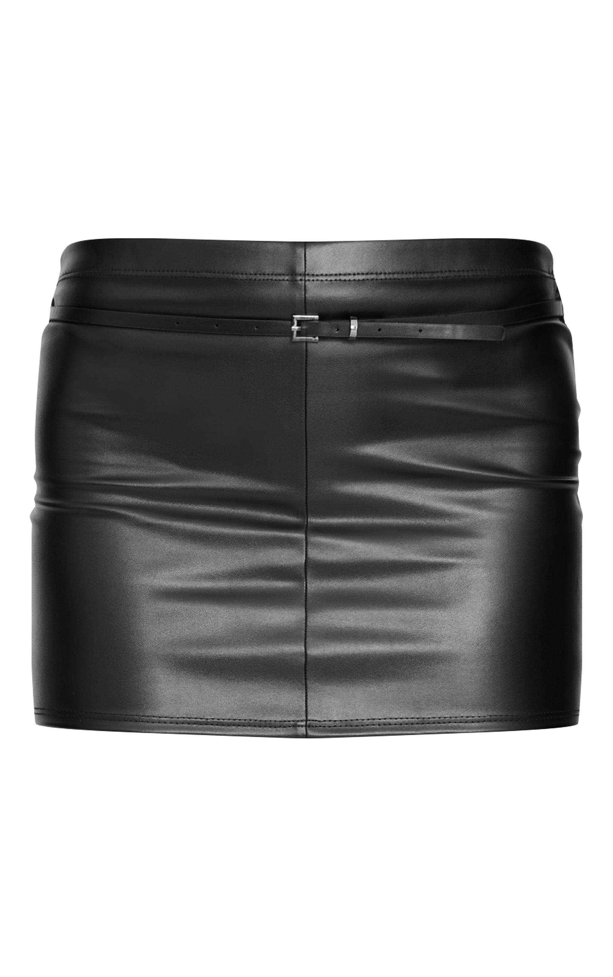 Black Faux Leather Mini Micro Skirt Product Image